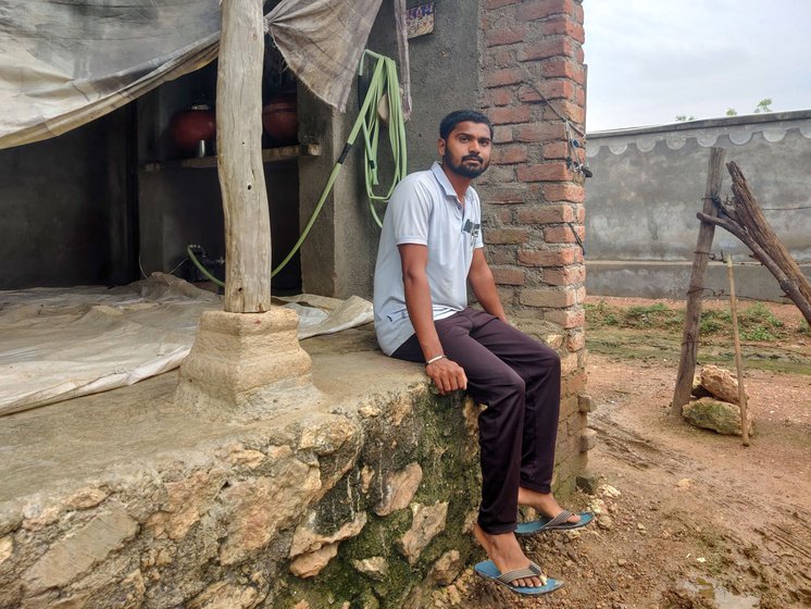 Karan Veergama in his home in Rojid. He is yet to come to terms with losing his father, Bhupadbhai