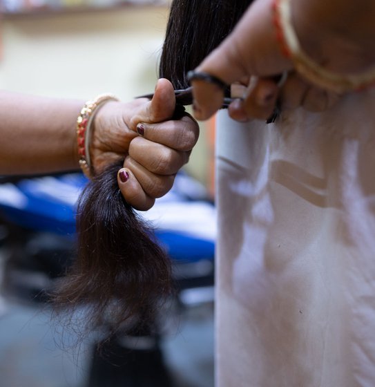 The cut hair will be sold by weight to a wig manufacturer from Kolkata