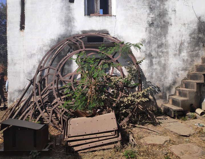 Mangal Singh’s factory where scraps of metal and machines used to build the turbine’s parts lie unused 