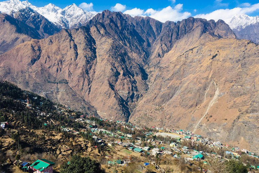 A view of Joshimath town and the surrounding mountains where underground drilling is ongoing