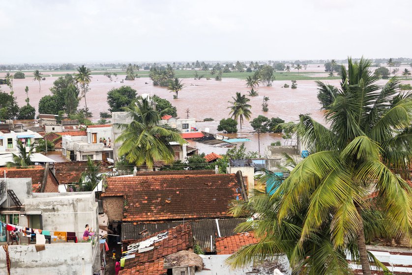 Floodwater in Shirol taluka in July 2021