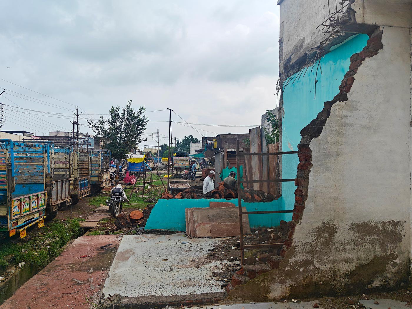 The rubble after the demolition ordered by the Khargone Municipal Corporation