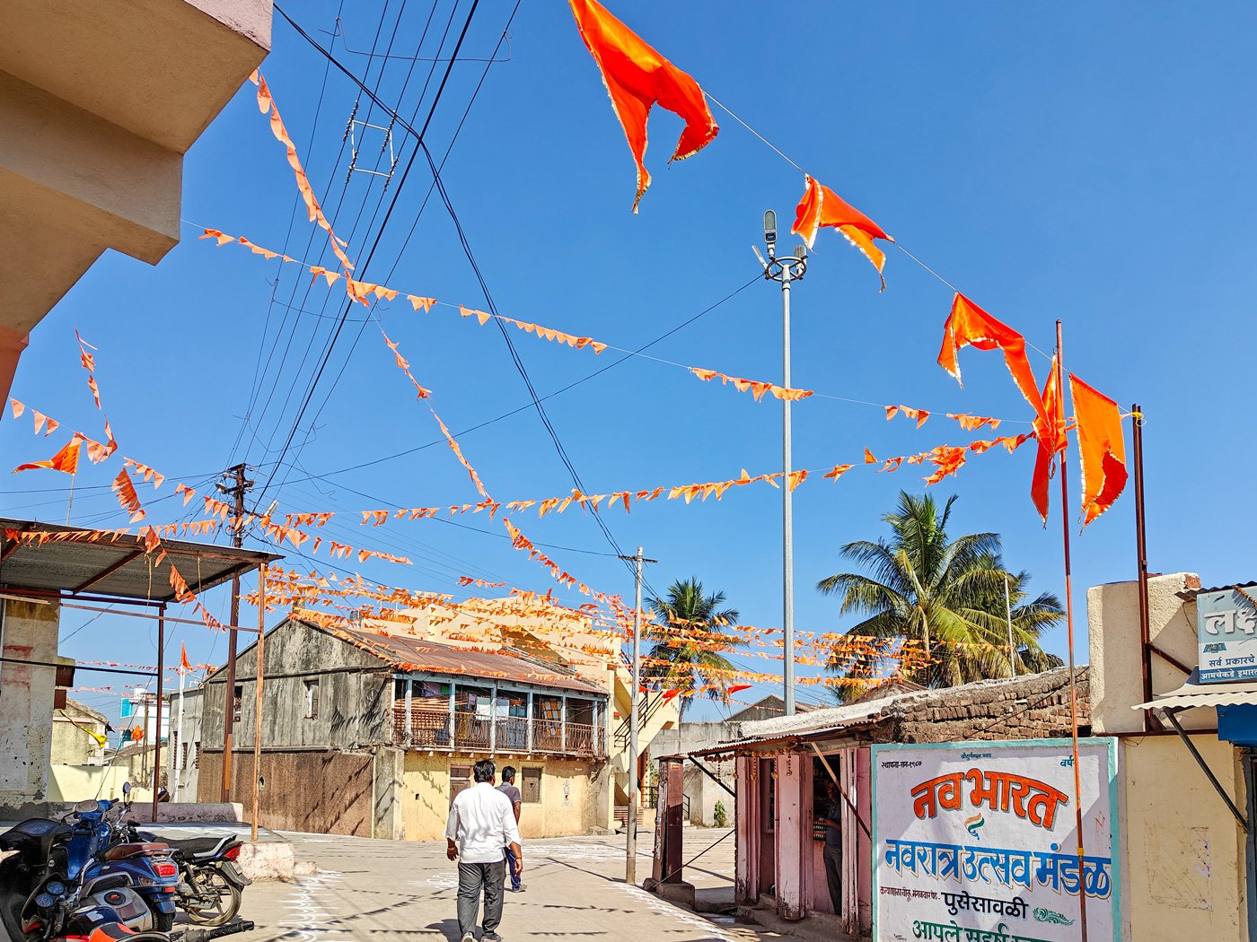 Saffron flags in the village
