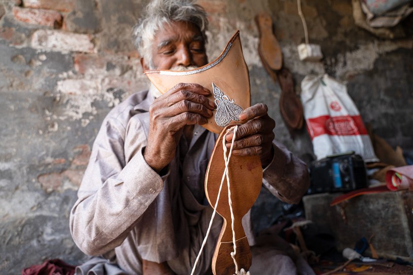 The craft of jutti- making requires precision. ‘Initially, I was not good at stitching shoes with thread,’ he recalls. But once he put his mind to it, he learnt it in two months.