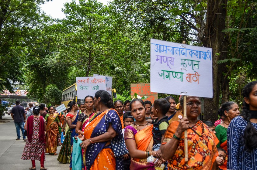 Women leading the procession during the rally