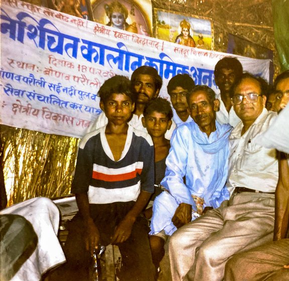 Left: Jagdish Tyagi (white kurta) sitting next to Surendra Awasthi (in glasses) in an old photo dated April 1996. These are scans obtained through Awasthi.