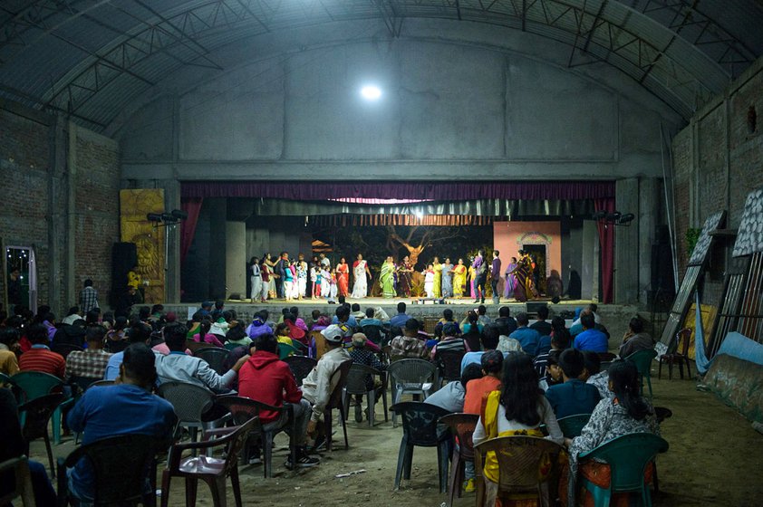 Left: The rehearsals at the Garamur Satra begin two weeks before the mahotsav