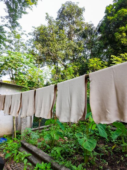Right: The sheets drying in the sun