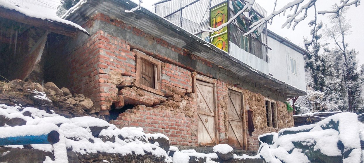 A house in Manoharbagh, an area of Joshimath town that has been badly affected by the sinking