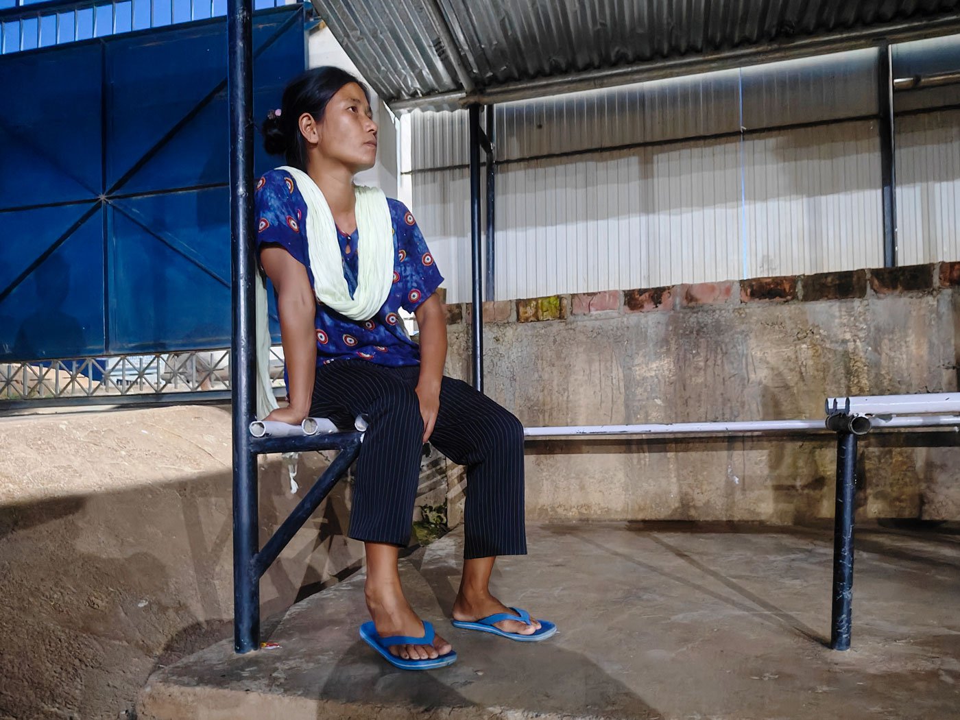 Boishi at a relief camp in Churachandpur where she has taken shelter along with four of her children aged 3 to 12, after her village of Hao Khong Ching in the district of Kangpokpi came under attack