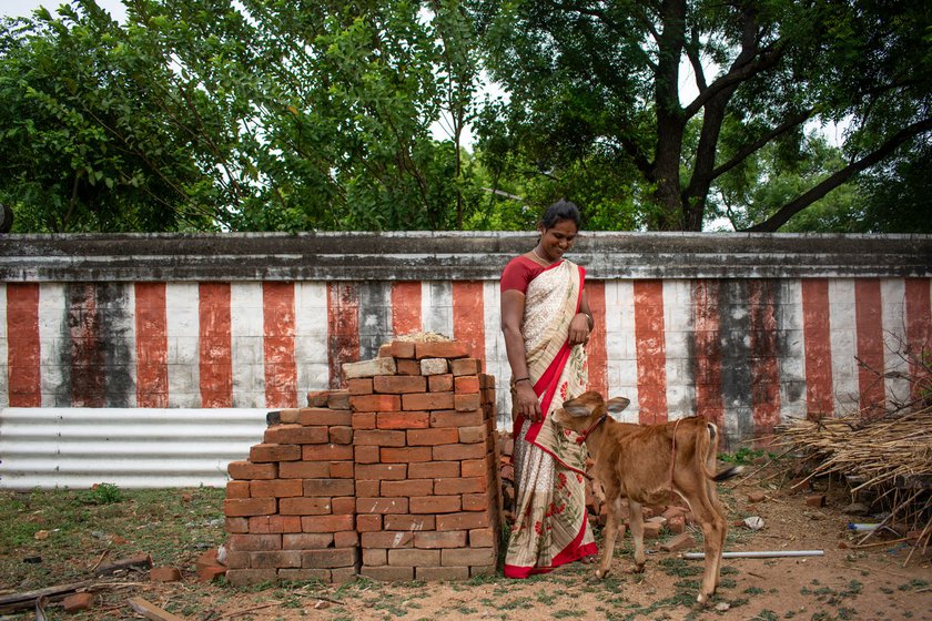 Varsha, a popular folk artist in Tamil Nadu who has received awards (displayed in her room, right), says 'I have been sitting at home for the last two years'