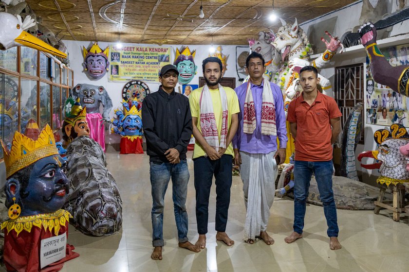 Right: Goutam Bhuyan, Anupam Goswami, Dhiren Goswami and Ananto (left to right) in the exhibition hall