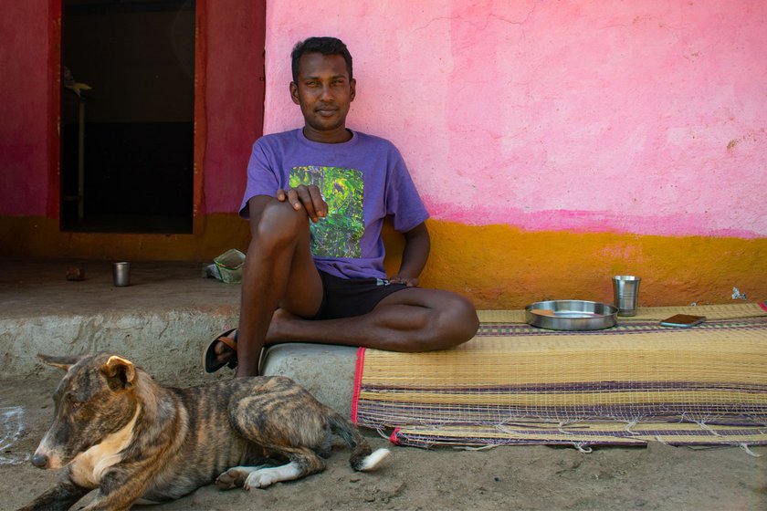 Right: S. Rajkumar, 33, visiting B. Siddan at his home