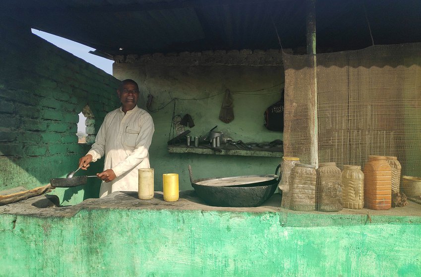 Shivdayal Rajput at his tuck shop 