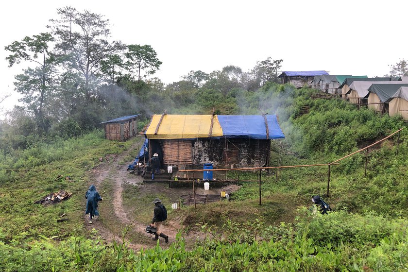 The team on their way back (left) from field work