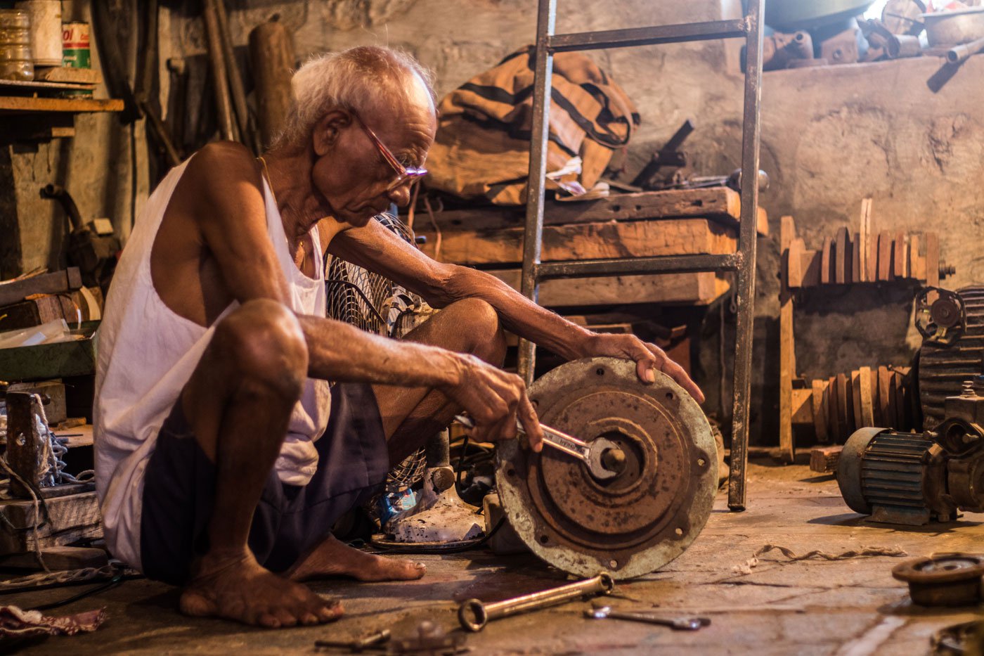 Once a handloom maker of repute, Bapu now makes a living repairing and rewinding motors
