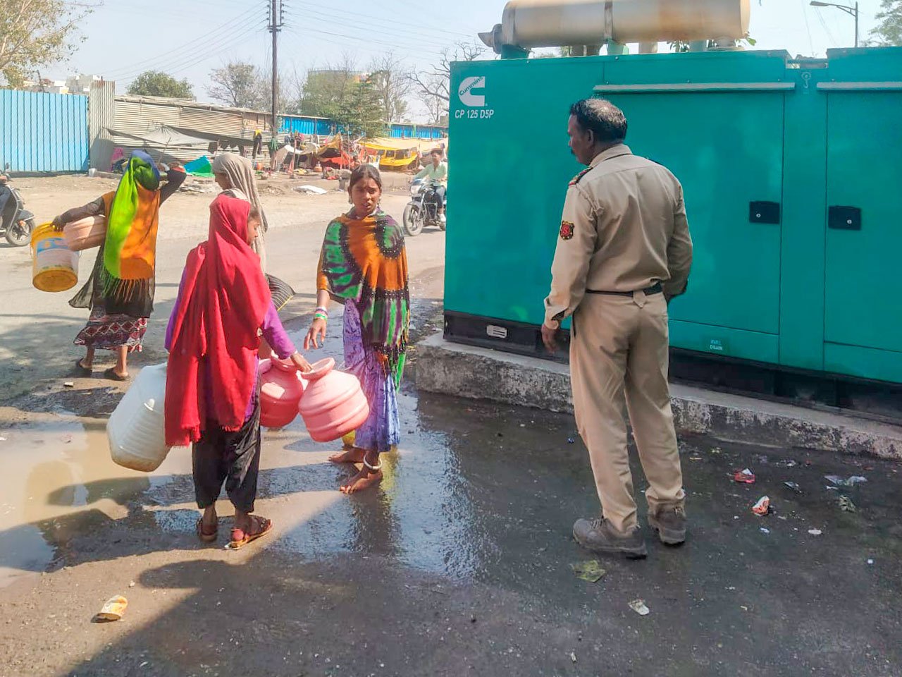 Left: Requesting water from security guards of buildings doesn't always end well.
