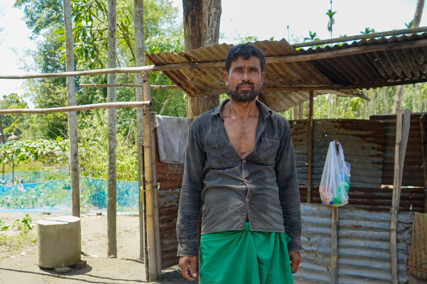 Left: ' We had 10 bigha land, now there is no trace of it; it has turned into a hillock of sand,' says Samindar Nath Das.