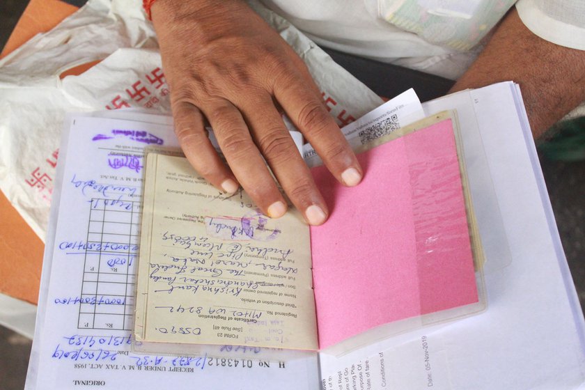 Left: Rakesh Mishra, vice-president, Bhartiya Taxi Chalak Sangh, says they understand that the auction was undertaken for security purposes, but its timing was wrong. Right: The papers and documents  Krishnakant has put together to legally challenge the move: 'I don’t want to keep quiet but I am losing hope'