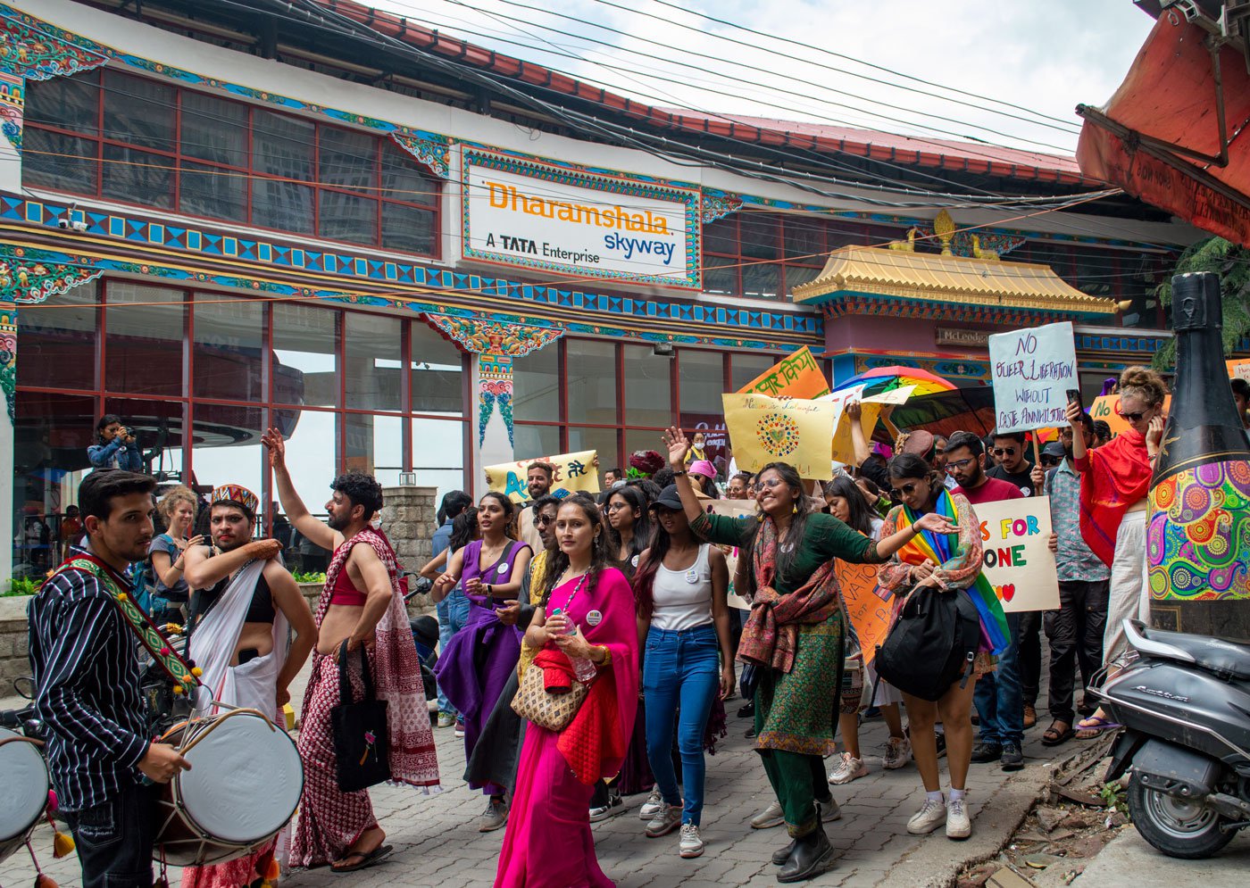 People walked from the main market towards the Dalai Lama temple in McLeodganj, a Tibetan settlement in Dharmshala