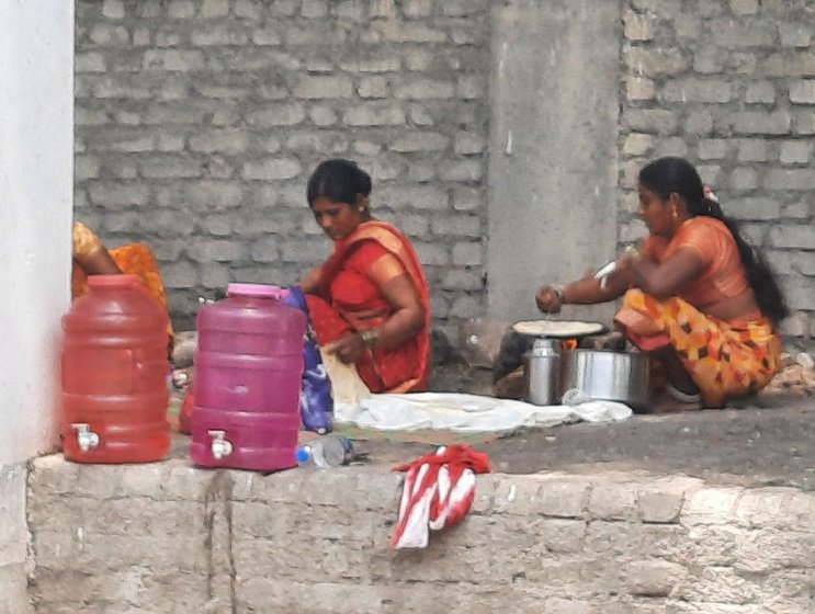 Left: Women spend hours making hundreds of bhakris for the kanduri feast.