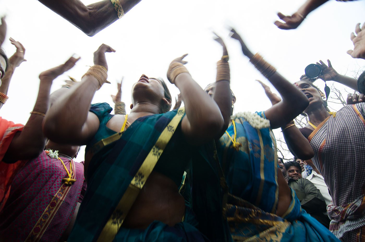 The wedding ritual is complete, and it’s now time for some revelry. The aravani brides break into song and. dressed in bridal attire, continue the celebrations all night.