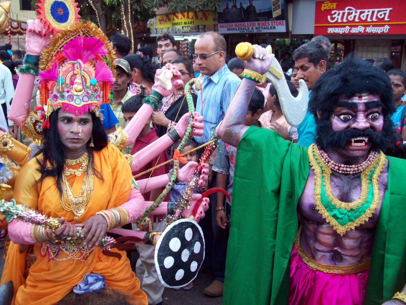 Mythology characters replete with masks in the Shigmo festival