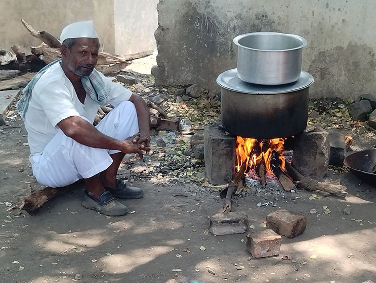 Left: Balasaheb Kale is in charge of cooking the meat at dargah Dawal Malik.