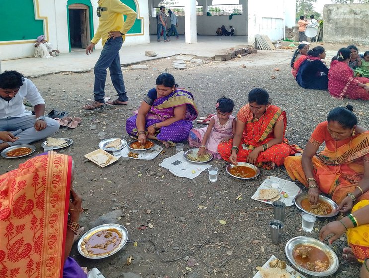 Right: Prayers and nivad are offered at the mazar and Kale family eats the kanduri meal