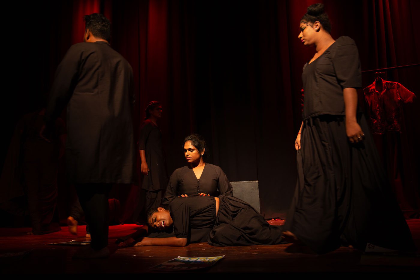 A scene from the play shows traumatic childhood experiences of conversion therapy, humiliation and abuse for not fitting into gender-mandated roles