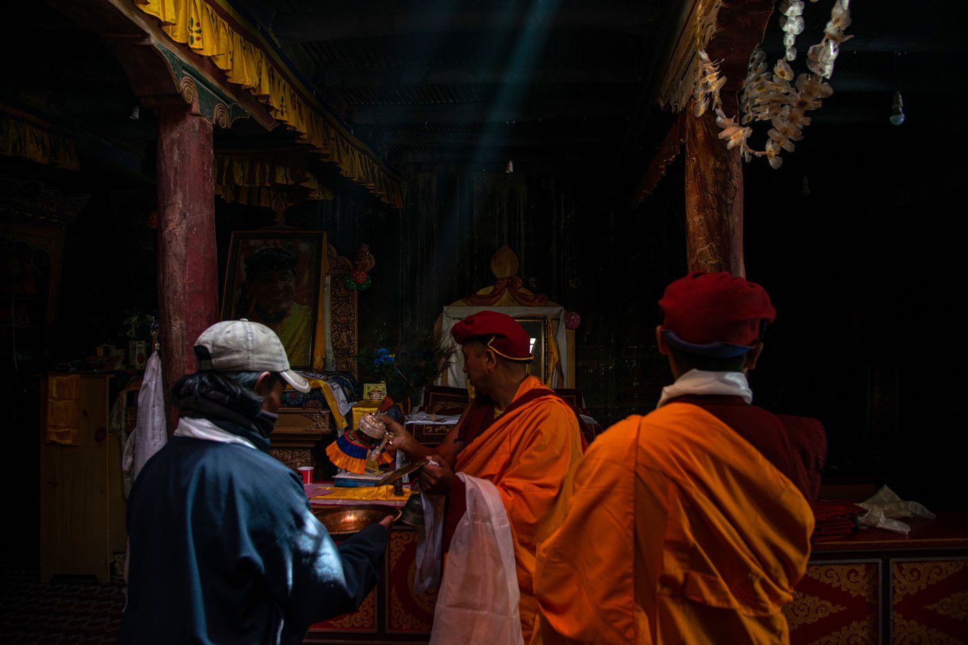 One of Hanle monastery's prominent monks performs rituals on the day of Saga Dawa