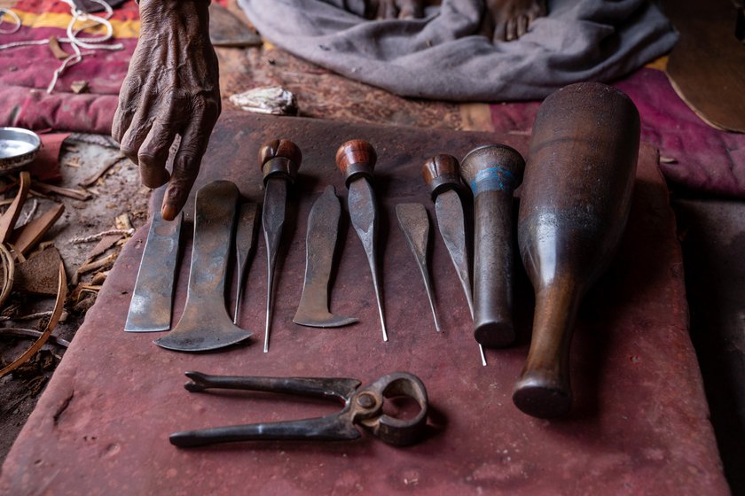 Hans Raj takes great care of all his tools, two of which he has inherited from his father