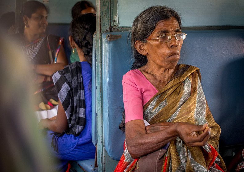 Venkatamma, 62, travels back to Kadiri in the train