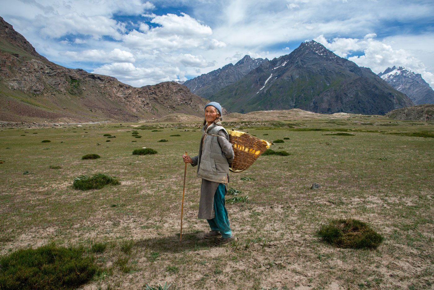 Tsering Angmo returning from collecting yak dung