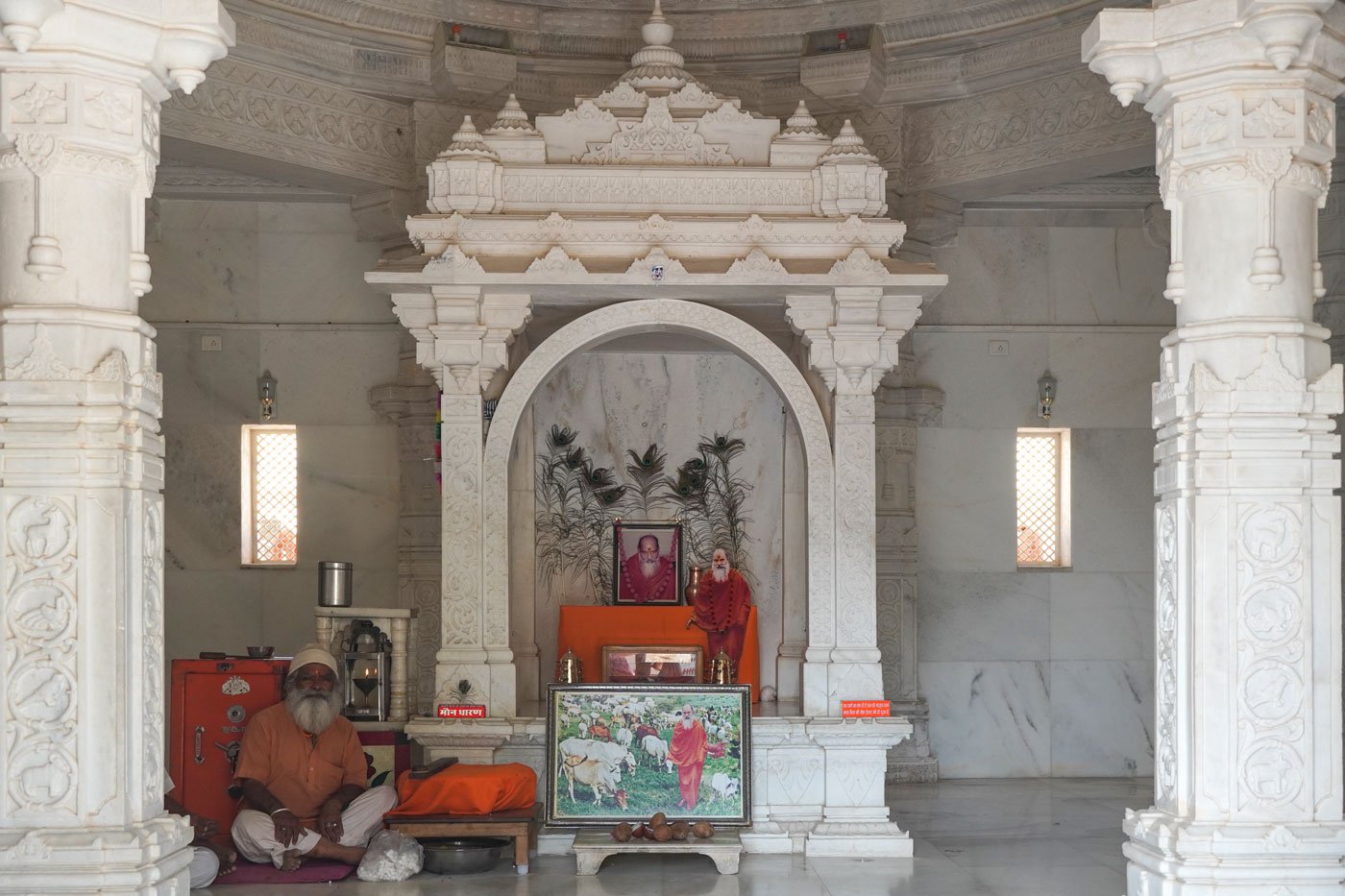 The Samadhi shrine of the founder of the library, Harvansh Singh Nirmal