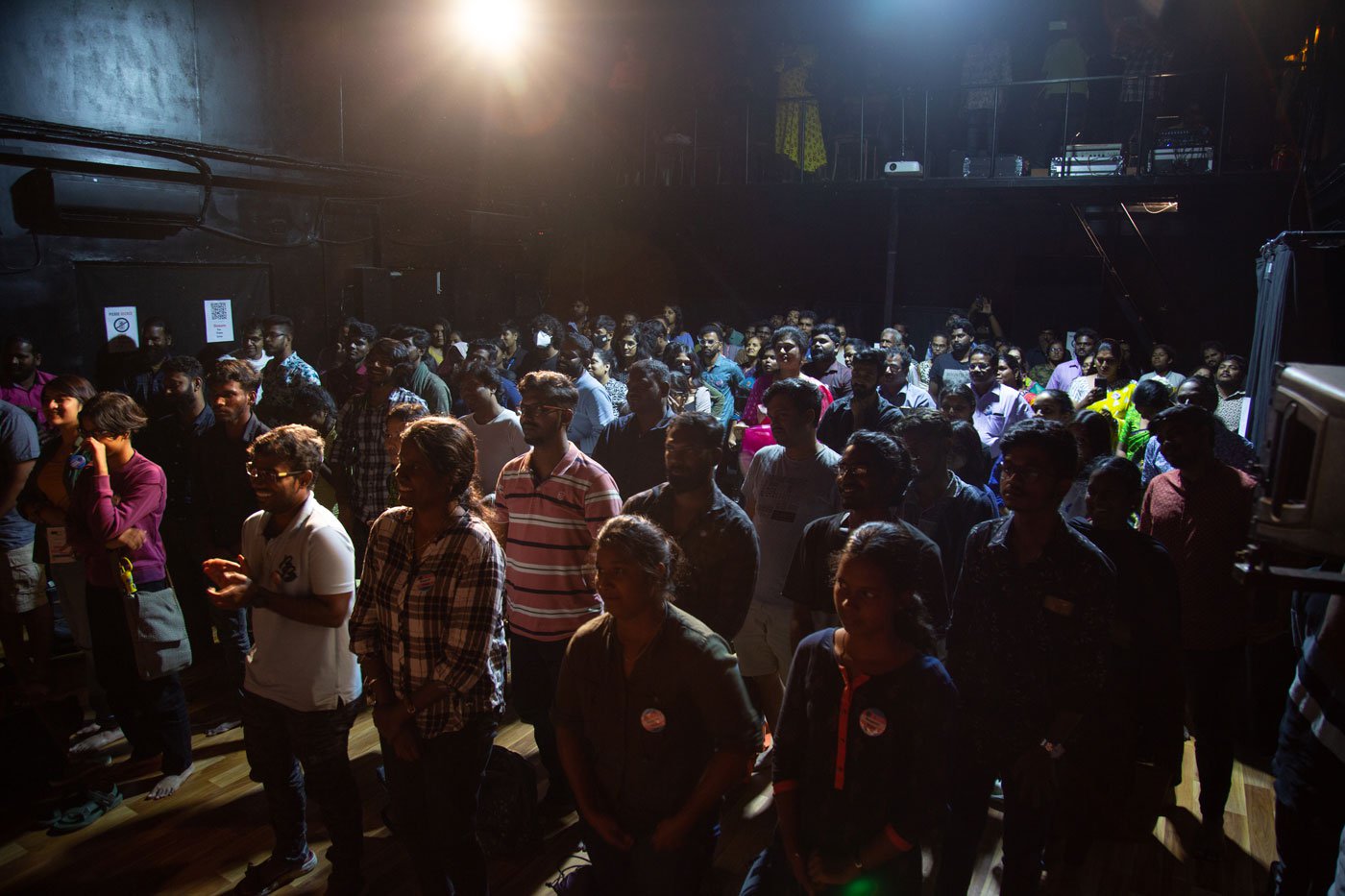 The audience giving a standing ovation after the play concluded on its debut night