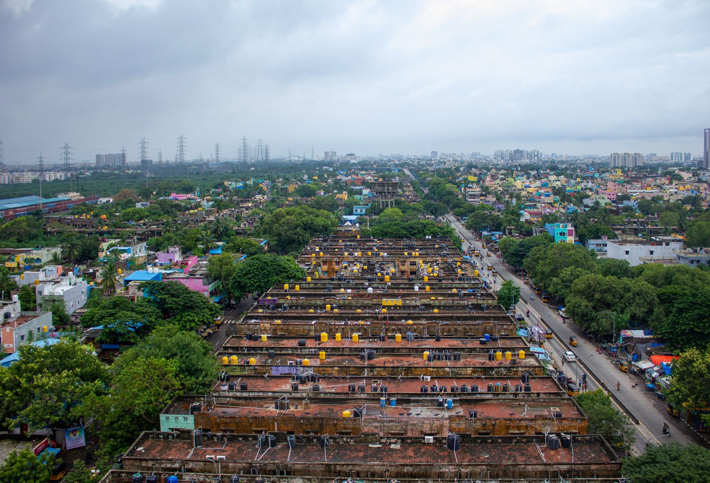 An aerial view of Vyasarpadi, a neighbourhood in north Chennai