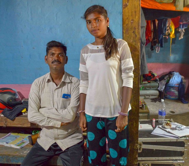 Left: Nirmala's mother Indu, on the night of the the jagran, says she is relieved. Right: Kamlakar Warghade (here with his daughter Priyanka) of Chas village is sceptical but also sympathetic about the local belief systems