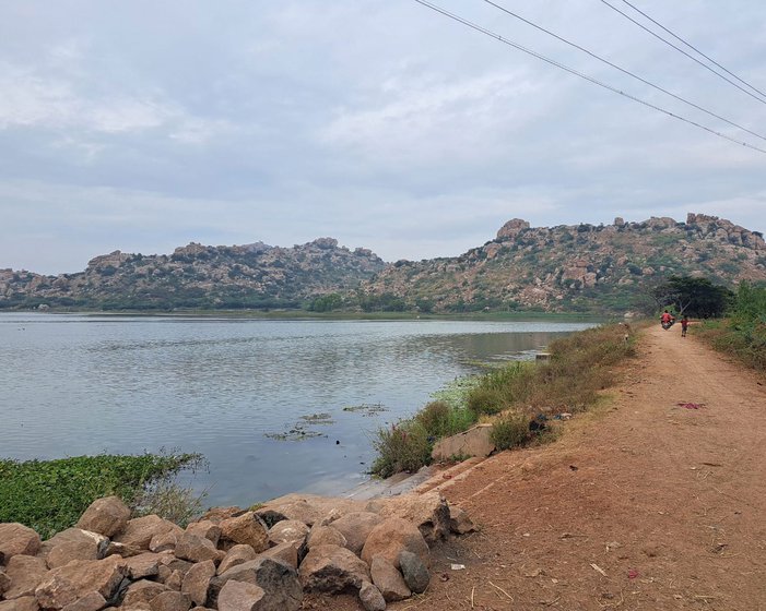 Right: The banks of the village lake was an open defecation space until a few months ago, when someone from a dominant caste bought this land and it became inaccessible for others