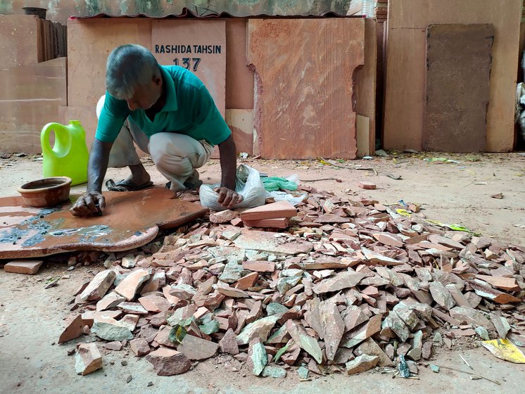 Nandkishore, an expert in cutting stones and shaping them with hammer and chisel, says, 'The graveyard has never seen such a horrible situation as it does now'