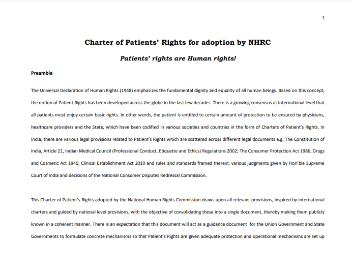 Charter of Patients’ Rights (Draft)
