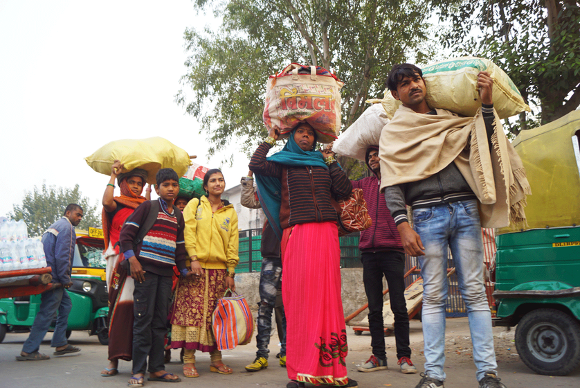 Entire families of migrants, young and old, look for work and stay on the streets