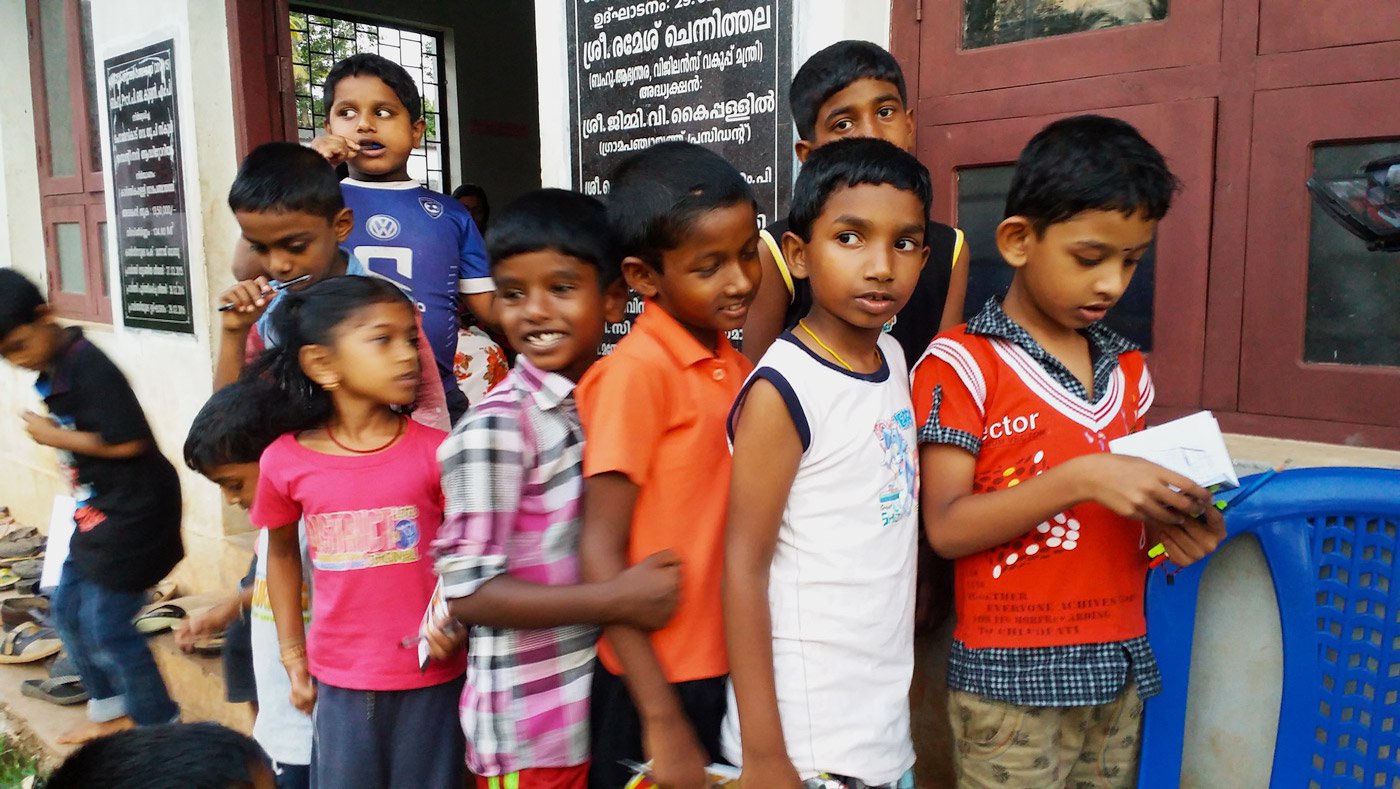 Children standing in queue