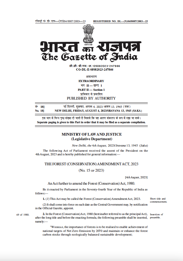 The Forest (Conservation) Amendment Act, 2023