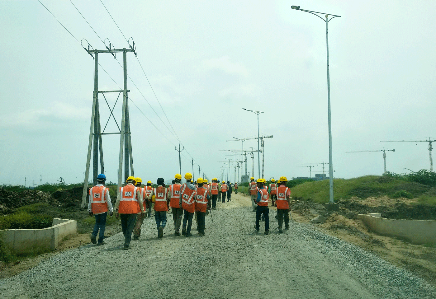 Workers going to their job.