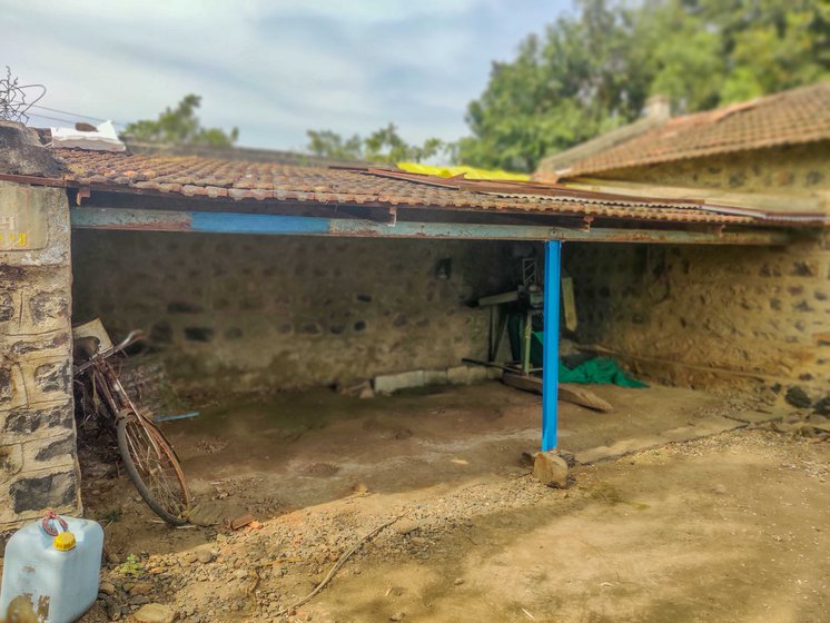 The empty shed at Bharat Jadhav's home.