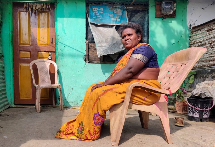 Jadhav seated outside her home in Nagpur city's Chikhali slum.