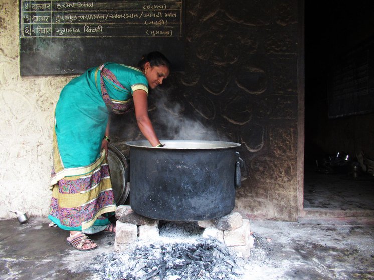 Alka Gore cooking at the ZP school