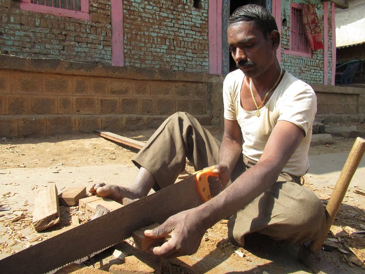 Yashwant Govind doing carpentry work