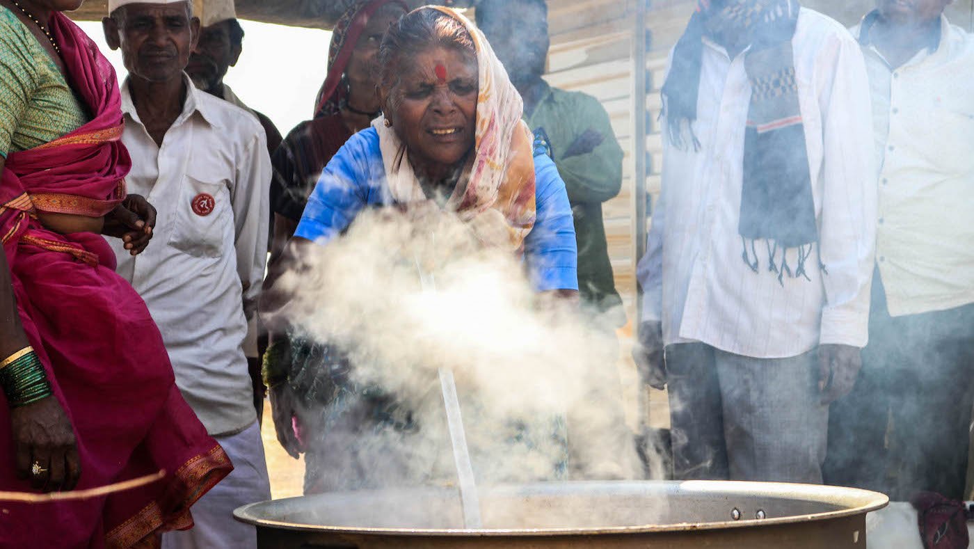 Woman cooking at a rally